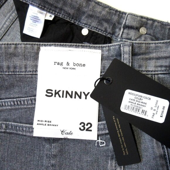 NWT rag & bone Cate Skinny in Colby Gray Mid Rise Ankle Stretch Jeans 32 - Picture 5 of 7